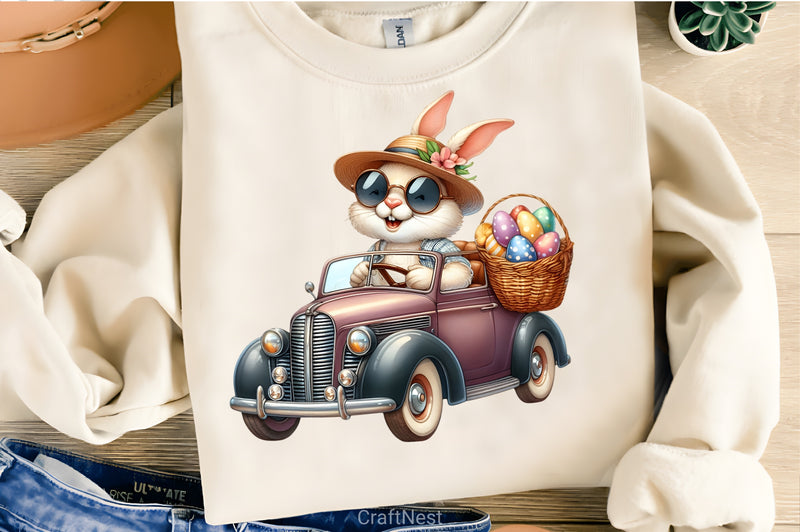 Easter Bunny Car Clipart Bundle - CraftNest - Digital Crafting and Art