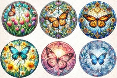 Round Butterfly Stained Glass Clipart Bundle - CraftNest - Digital Crafting and Art