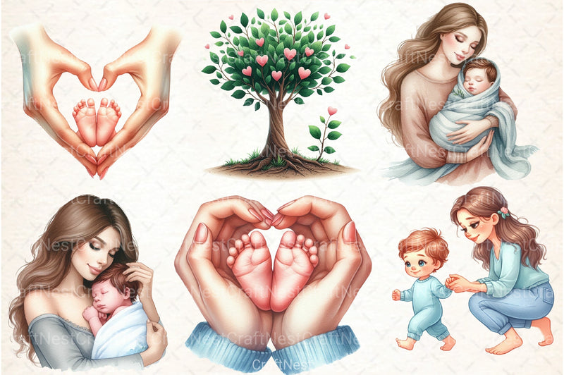 Cute Mother & Baby Clipart Bundle - CraftNest - Digital Crafting and Art