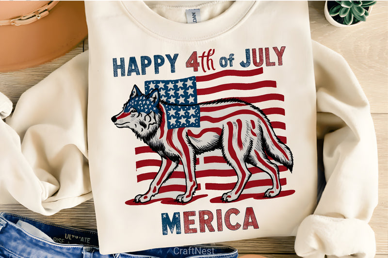 Happy 4th July Wolf Clipart Bundle - CraftNest - Digital Crafting and Art