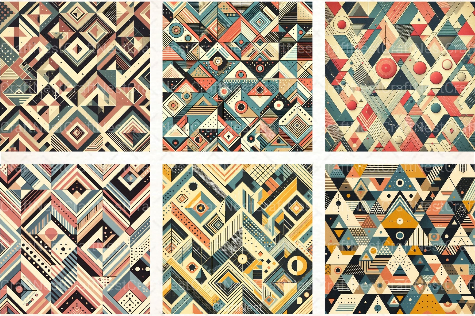 Geometric Triangle Retro Pattern Background Clipart Bundle - CraftNest - Digital Crafting and Art
