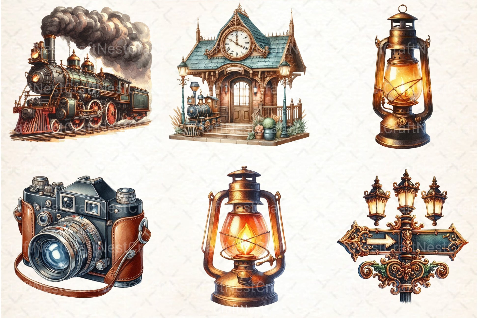 Vintage Travel Clipart Bundle 8 - CraftNest - Digital Crafting and Art