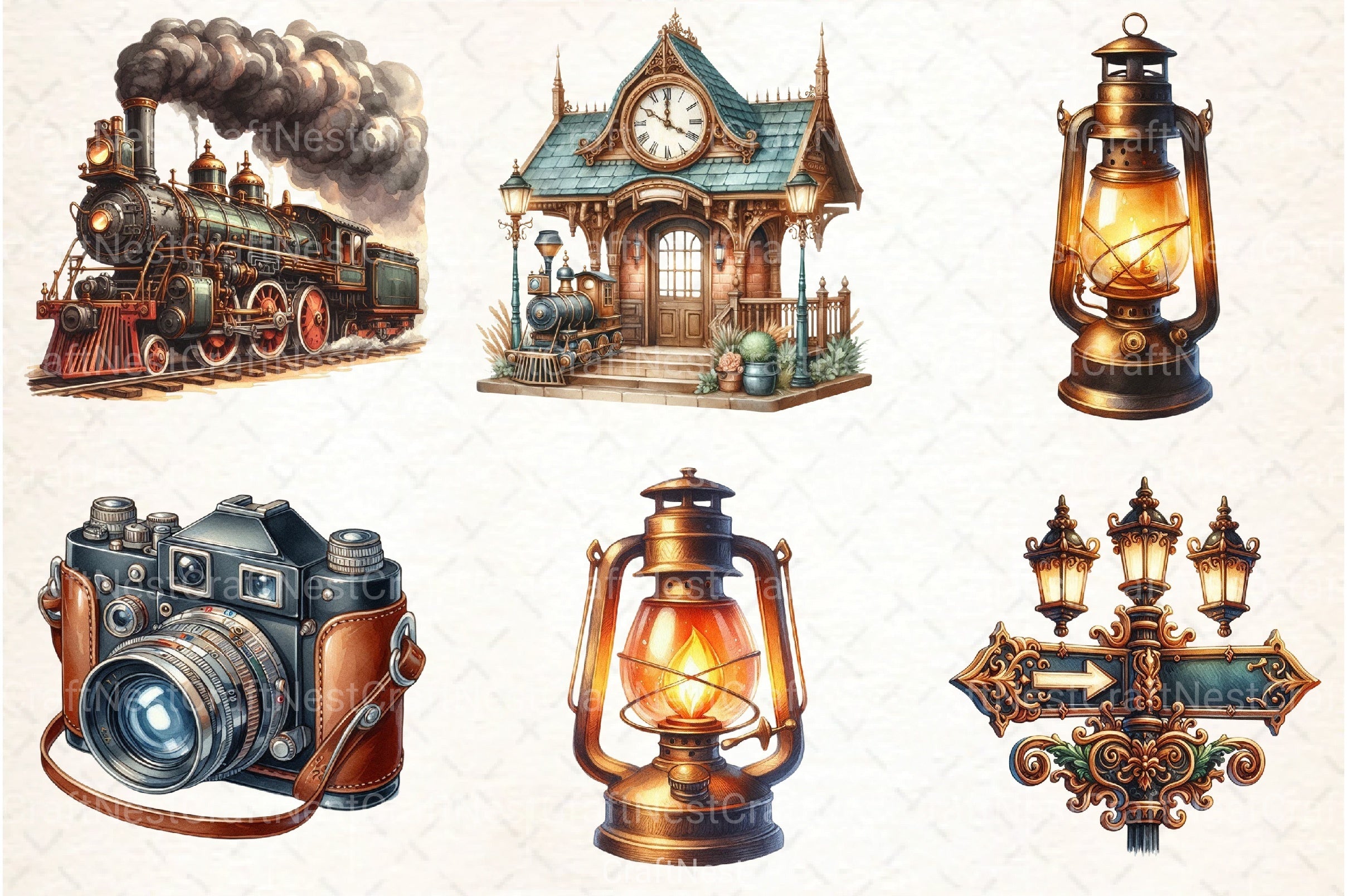 Vintage Travel Clipart Bundle 8 - CraftNest - Digital Crafting and Art