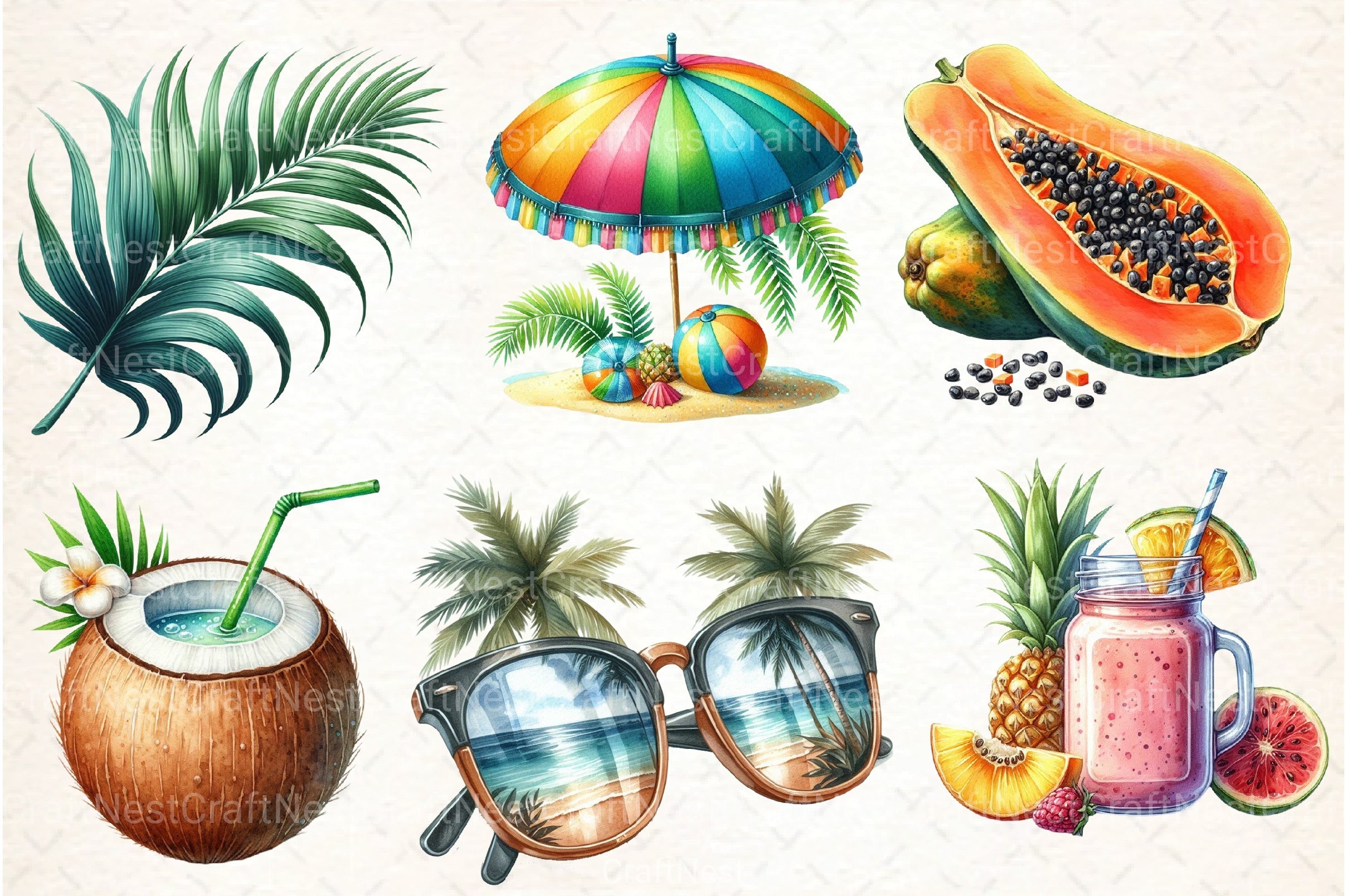 Tropical Summer Clipart Bundle 42 - CraftNest - Digital Crafting and Art