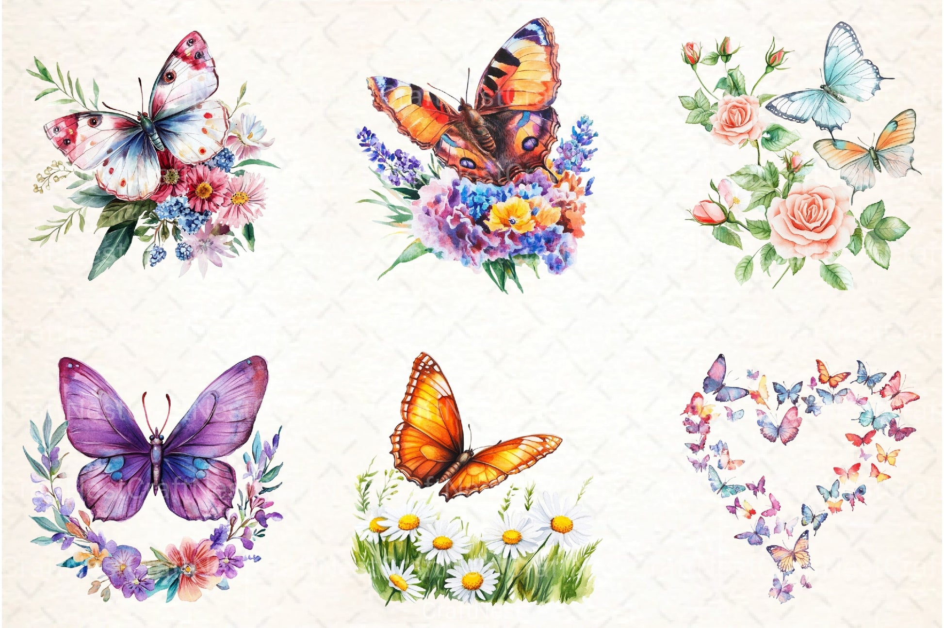 Cute Summer Butterfly & Flowers Clipart Bundle 98 - CraftNest - Digital Crafting and Art