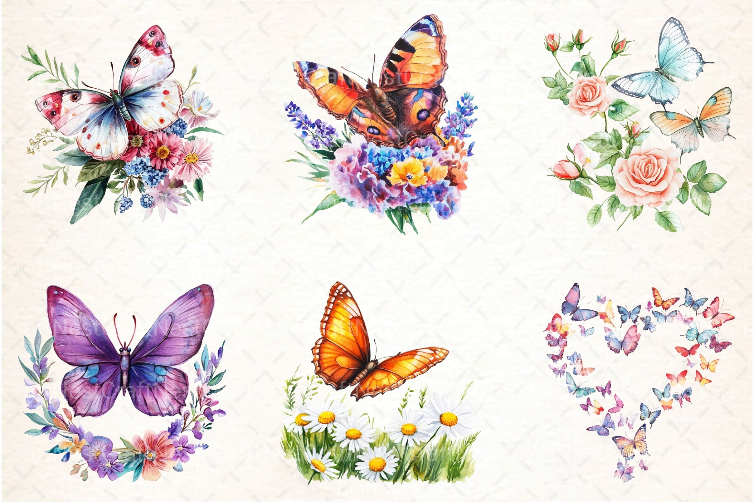 Cute Summer Butterfly & Flowers Clipart Bundle 98 - CraftNest - Digital Crafting and Art