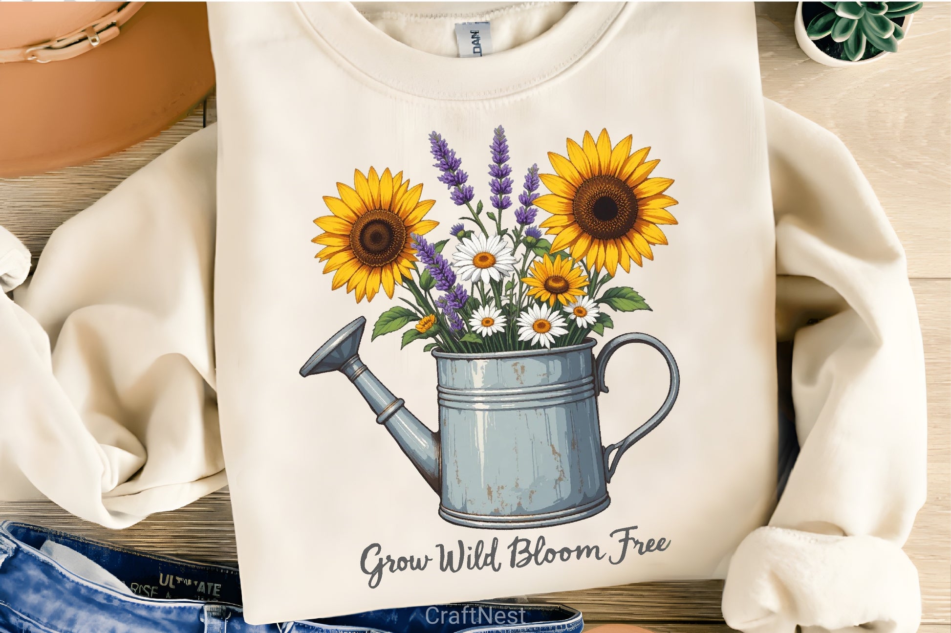 Rustic Watering Can Wildflowers Clipart Bundle - CraftNest - Digital Crafting and Art