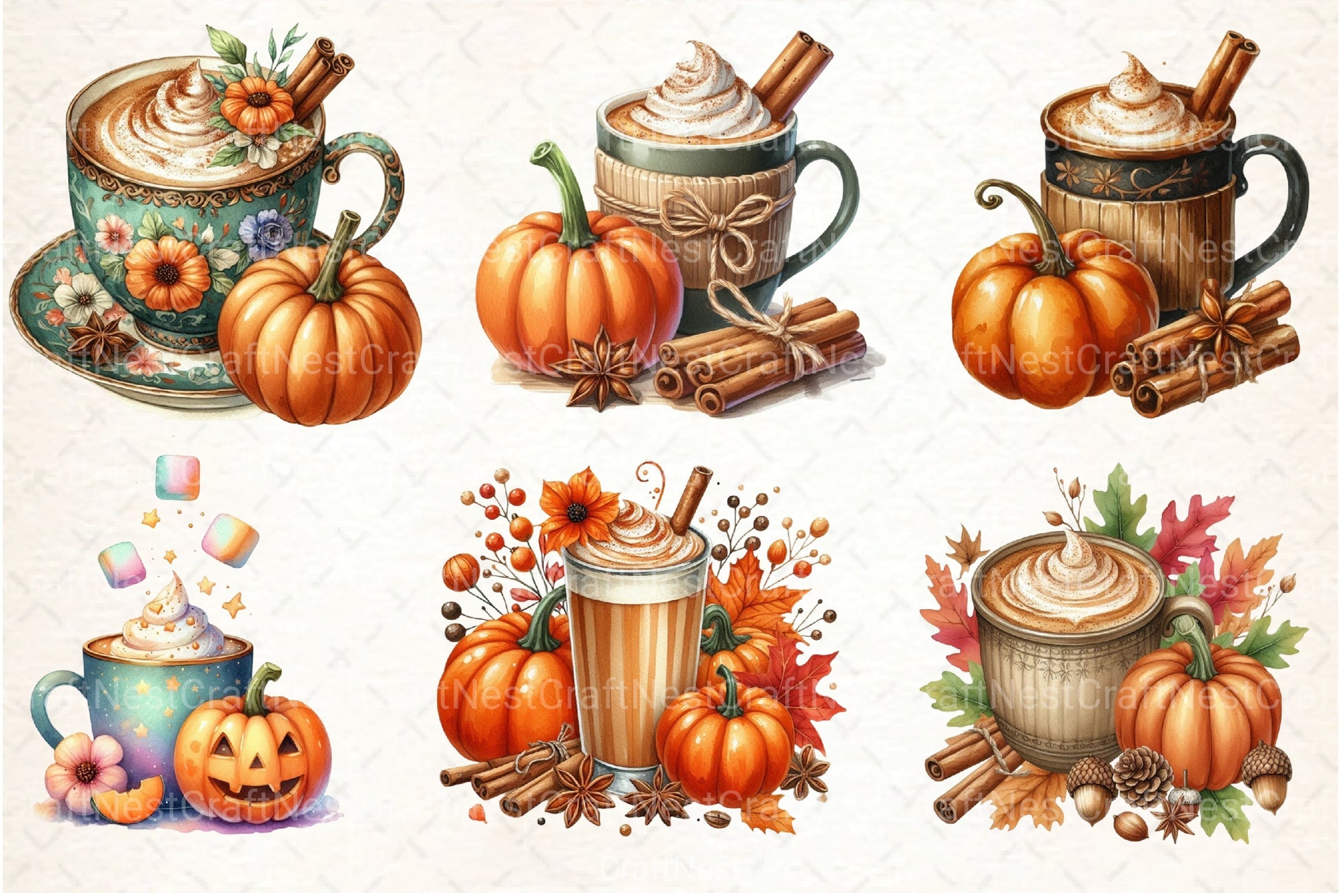 Pumpkin Spice Latte Clipart Bundle 4 - CraftNest - Digital Crafting and Art