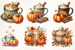 Pumpkin Spice Latte Clipart Bundle 4 - CraftNest - Digital Crafting and Art