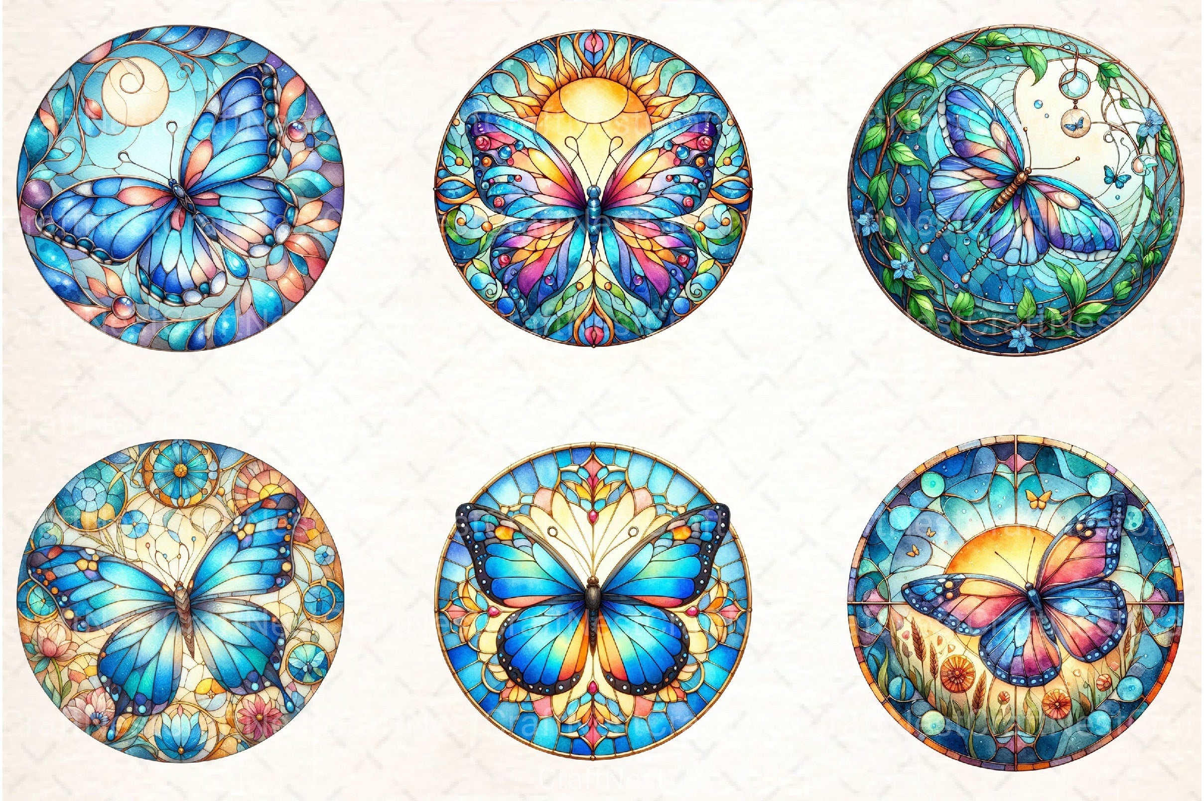 Stained Glass Butterfly Summer Clipart Bundle - CraftNest - Digital Crafting and Art