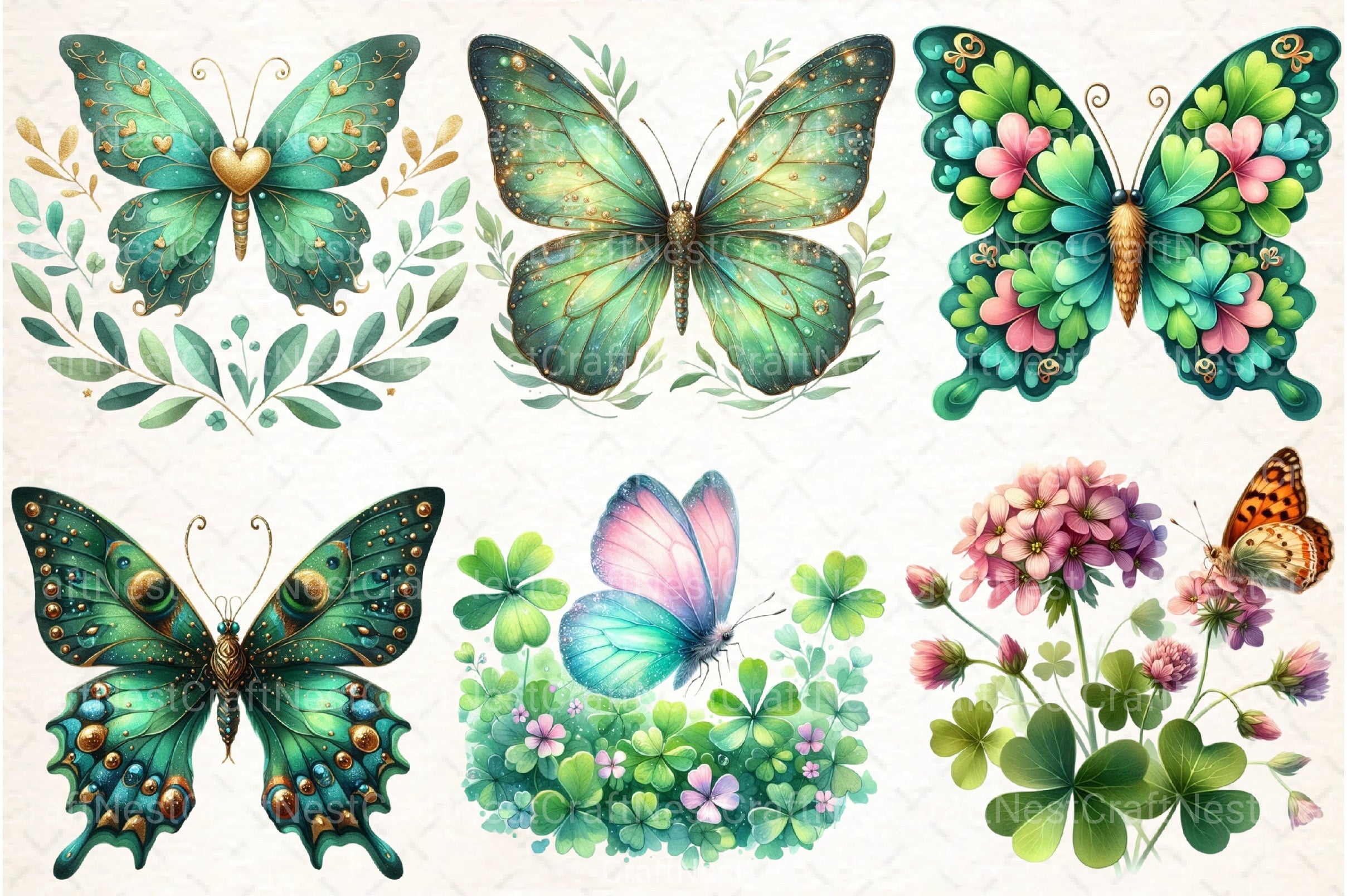 St. Patrick's Day Butterfly Clipart Bundle - CraftNest - Digital Crafting and Art
