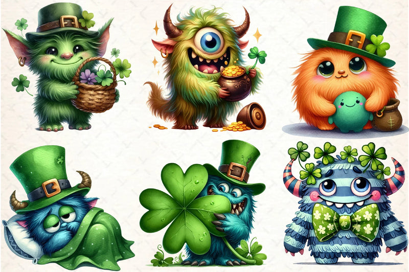 St. Patrick's Day Monsters Clipart Bundle - CraftNest - Digital Crafting and Art