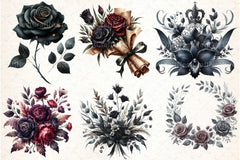 Dark Moody Gothic Flower Clipart Bundle 12 - CraftNest - Digital Crafting and Art