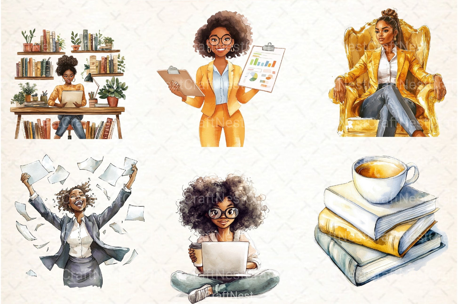 Black Lady Boss Clipart Bundle - CraftNest - Digital Crafting and Art