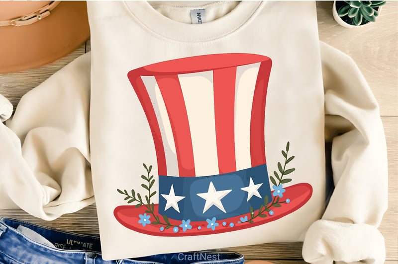 Patriotic Uncle Sam Hat Clipart Bundle - CraftNest - Digital Crafting and Art