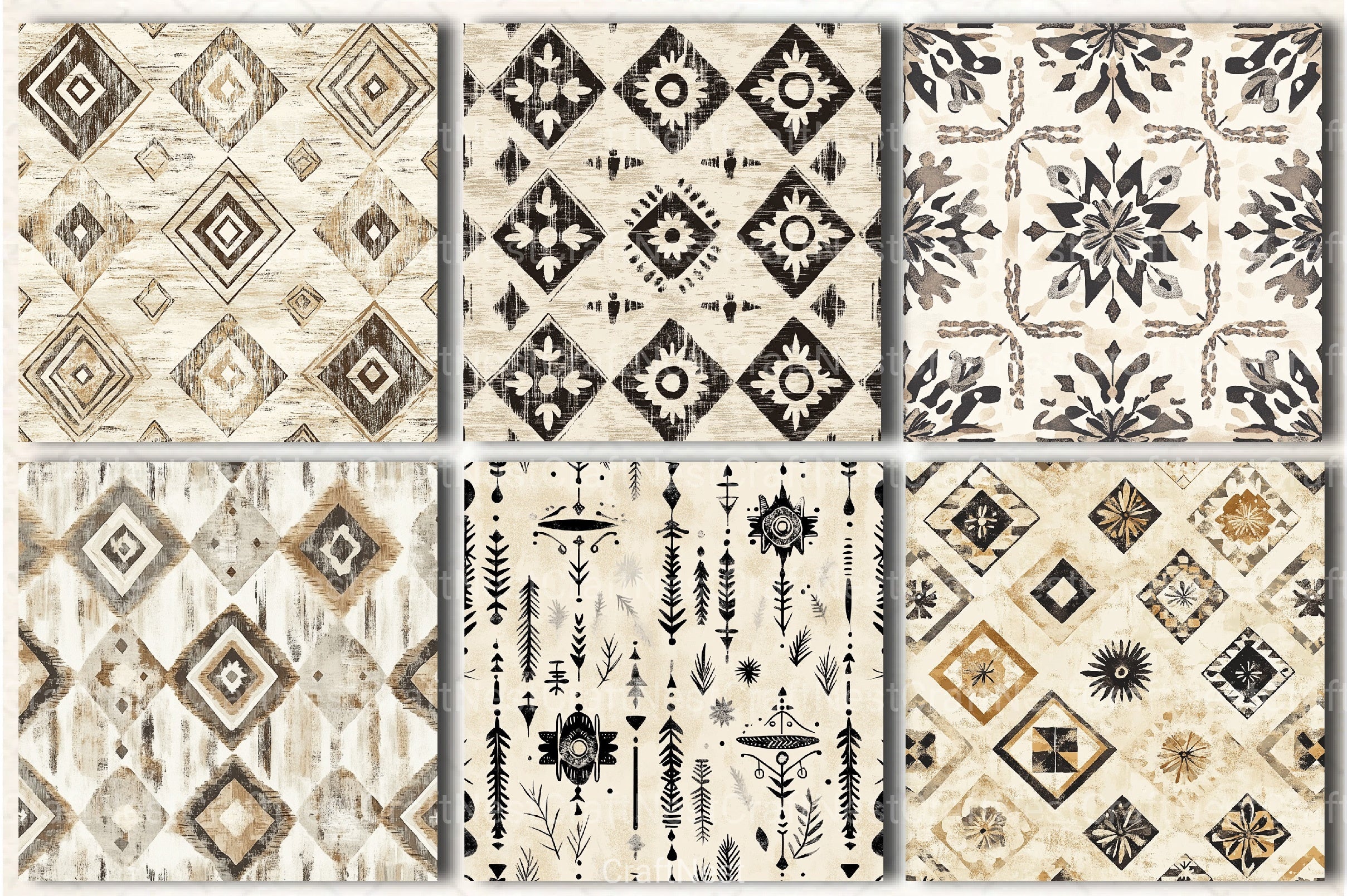 Boho Neutral Pattern Clipart Bundle - CraftNest - Digital Crafting and Art