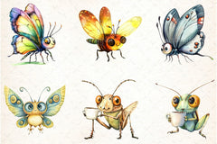 Cute Funny Cartoon Insects Clipart Bundle 2 - CraftNest - Digital Crafting and Art