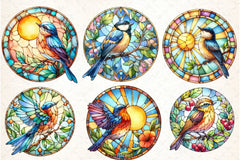 Stained Glass Summer Bird Clipart Bundle - CraftNest - Digital Crafting and Art