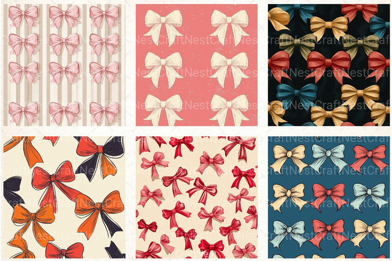 Coquette Bow Pattern Seamless Digital Paper - CraftNest - Digital Crafting and Art
