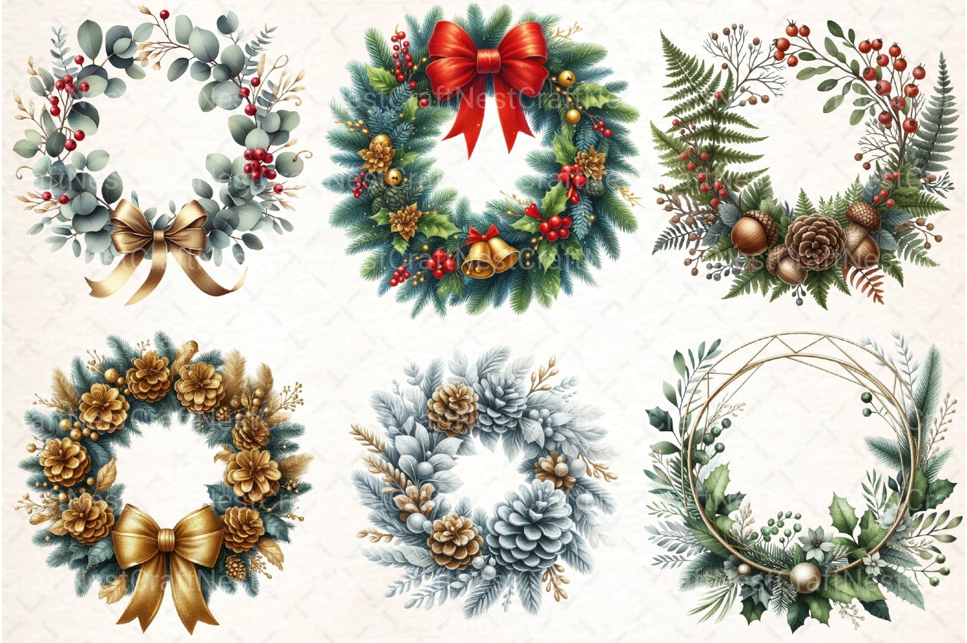 Christmas Wreath Clipart Bundle 14 - CraftNest - Digital Crafting and Art