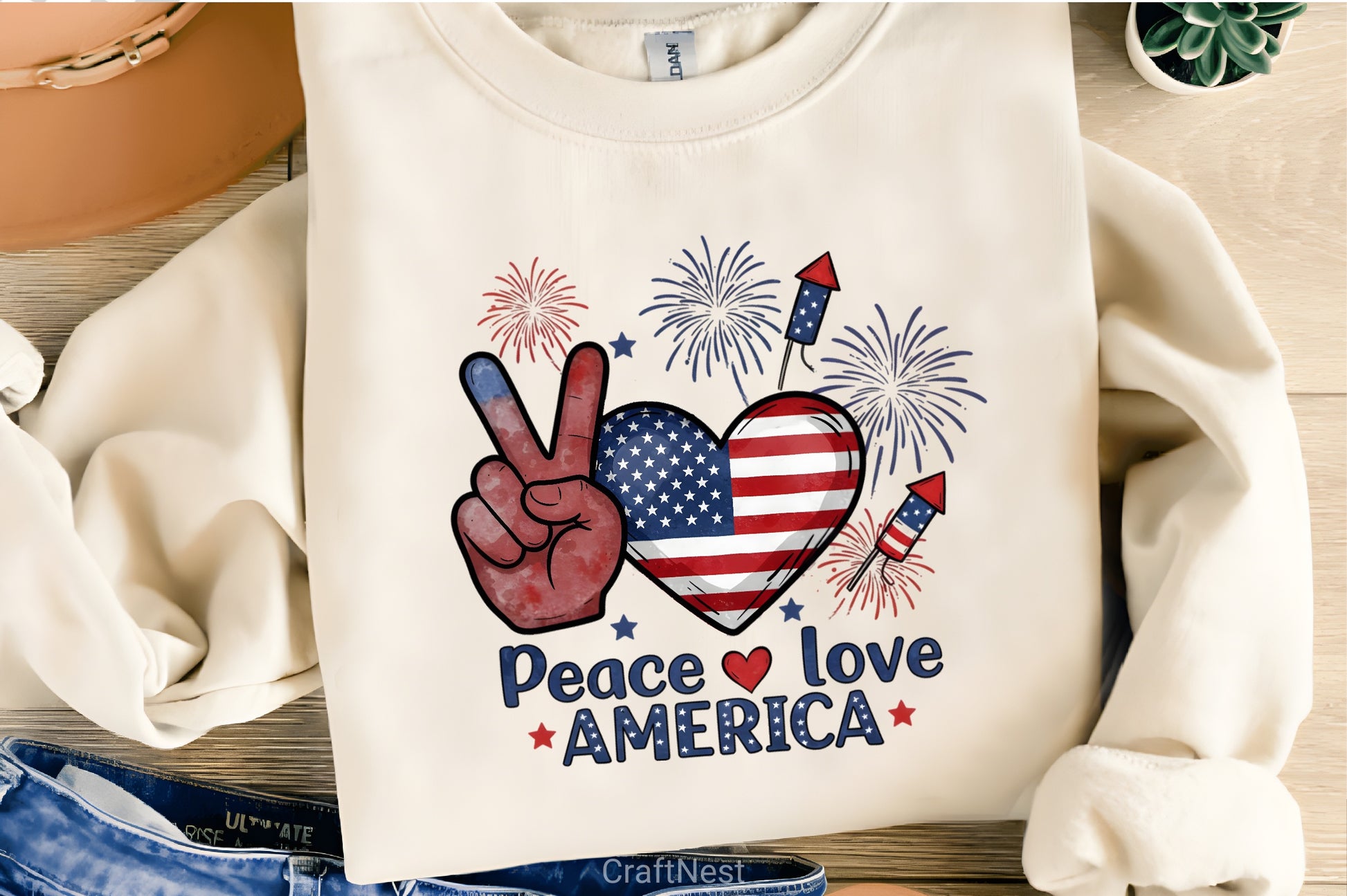 4th of July Peace Love Clipart Bundle - CraftNest - Digital Crafting and Art