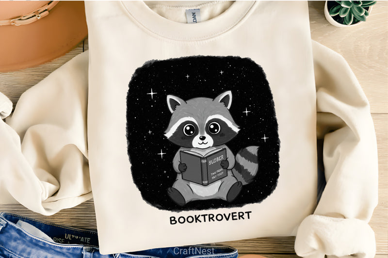 Booktrovert Reading Raccoon Clipart Bundle - CraftNest - Digital Crafting and Art