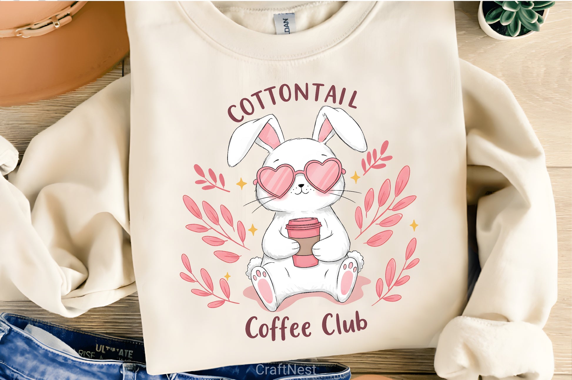 Retro Easter Bunny Iced Coffee Clipart - CraftNest - Digital Crafting and Art