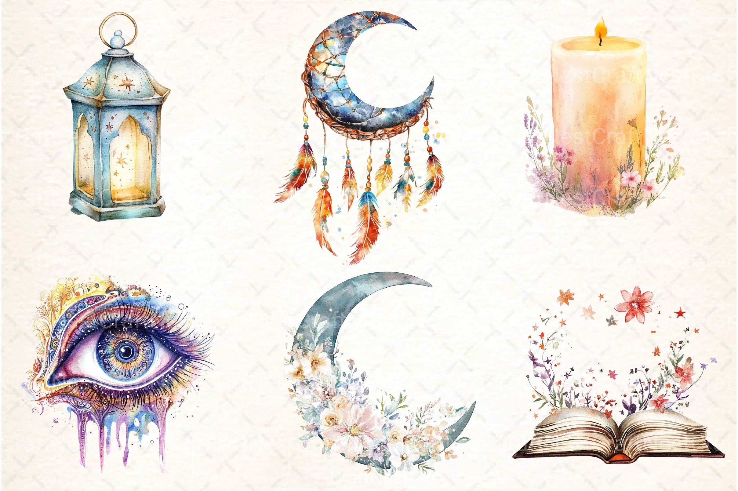 Dreamy Boho Clipart Bundle - CraftNest - Digital Crafting and Art