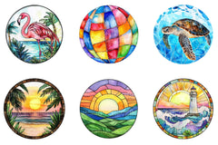 Round Stained Glass Summer Clipart Bundle 5 - CraftNest - Digital Crafting and Art