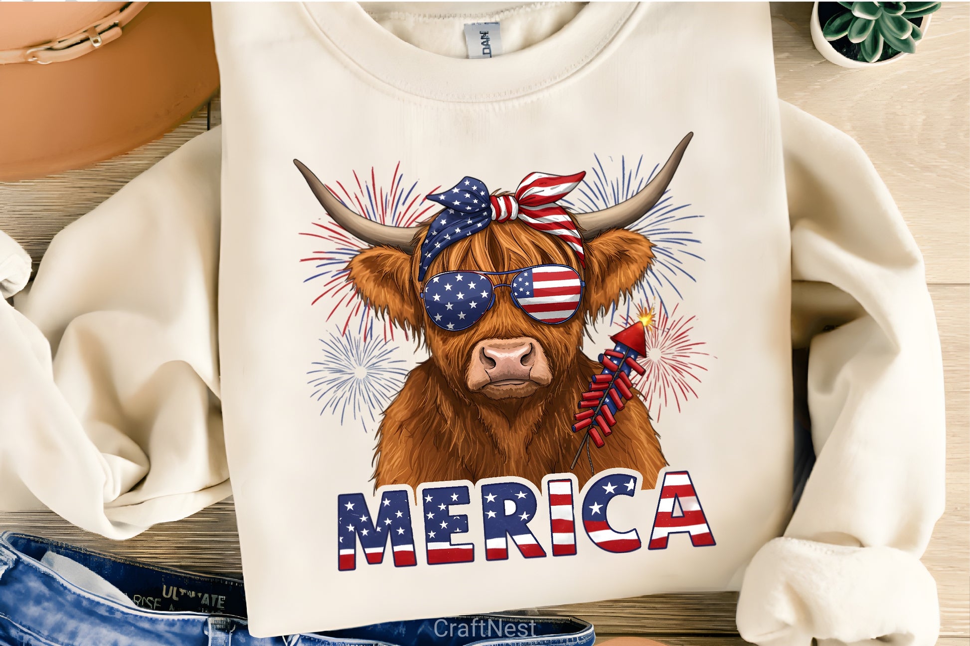 July 4th Highland Cow Clipart Bundle - CraftNest - Digital Crafting and Art