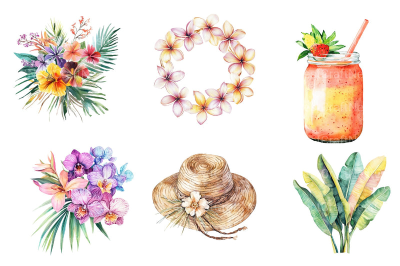 Tropical Summer Aesthetic Clipart Bundle 2 - CraftNest - Digital Crafting and Art