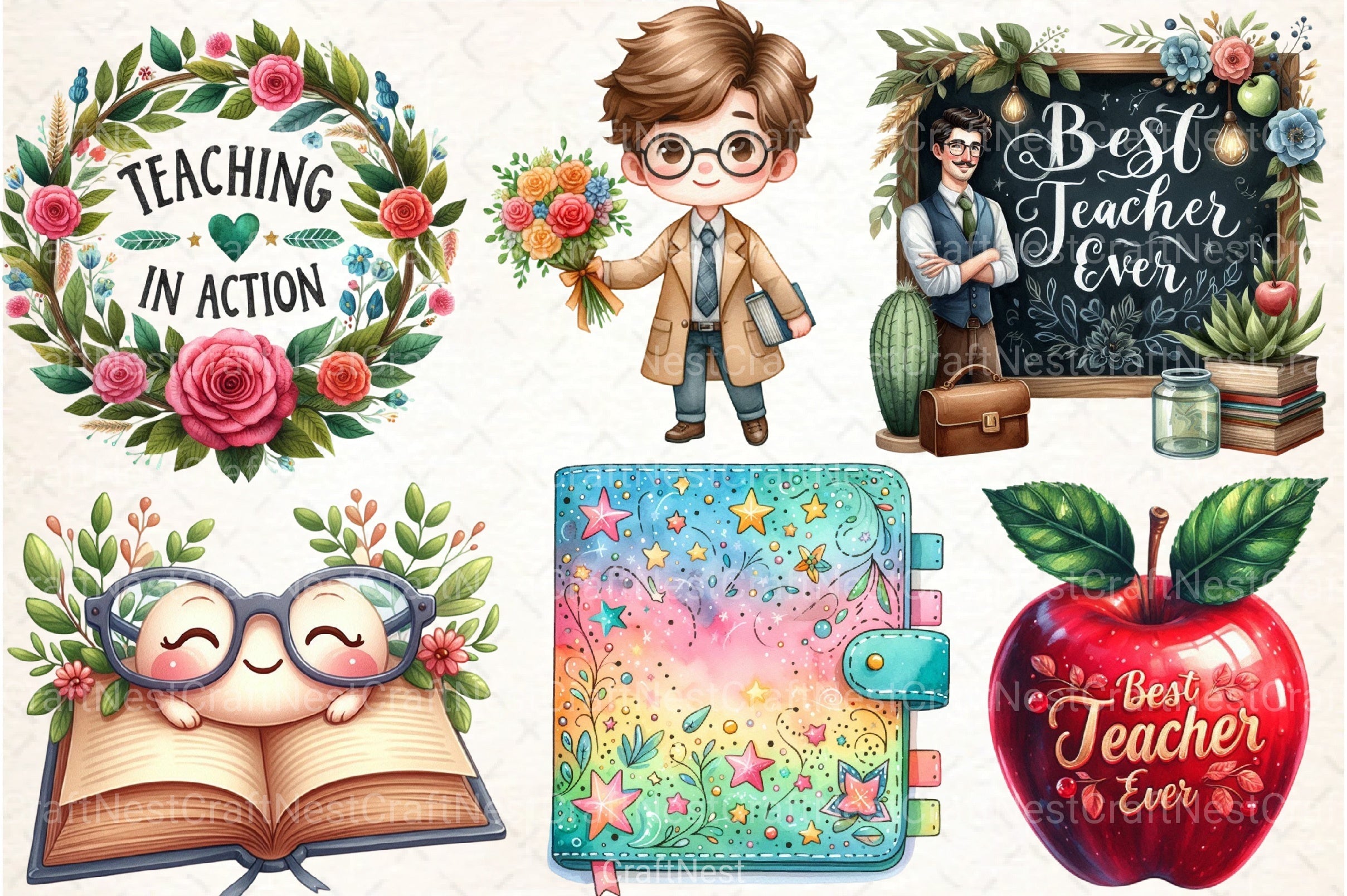 Best Teacher Ever Clipart Bundle - CraftNest - Digital Crafting and Art