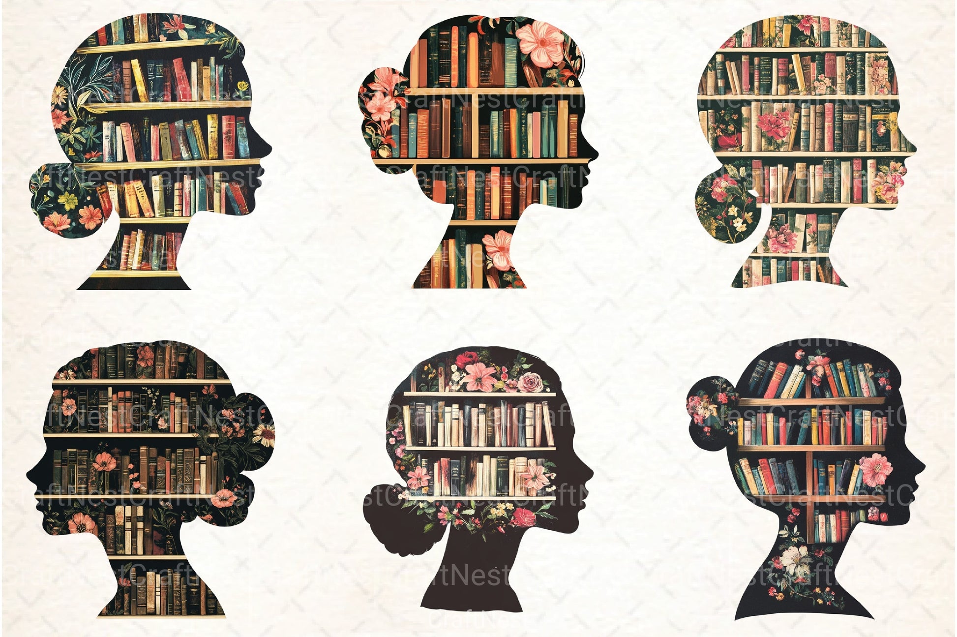 Book Girl and Library Clipart Bundle 99 - CraftNest - Digital Crafting and Art