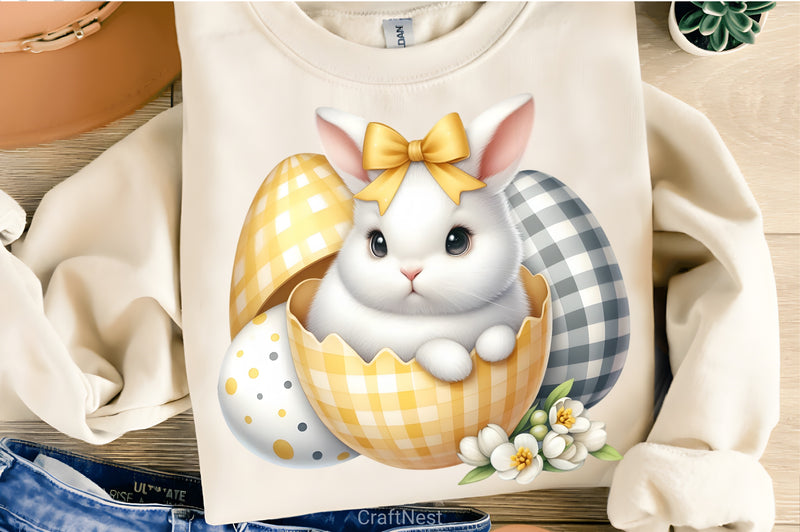 Yellow Easter Gingham Ceramic Clipart Bundle - CraftNest - Digital Crafting and Art