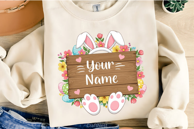 Easter Bunny Name Frame Clipart Bundle  3 - CraftNest - Digital Crafting and Art