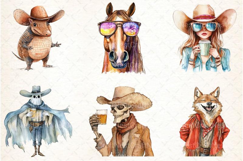 Funny Western Boho Clipart Bundle - CraftNest - Digital Crafting and Art
