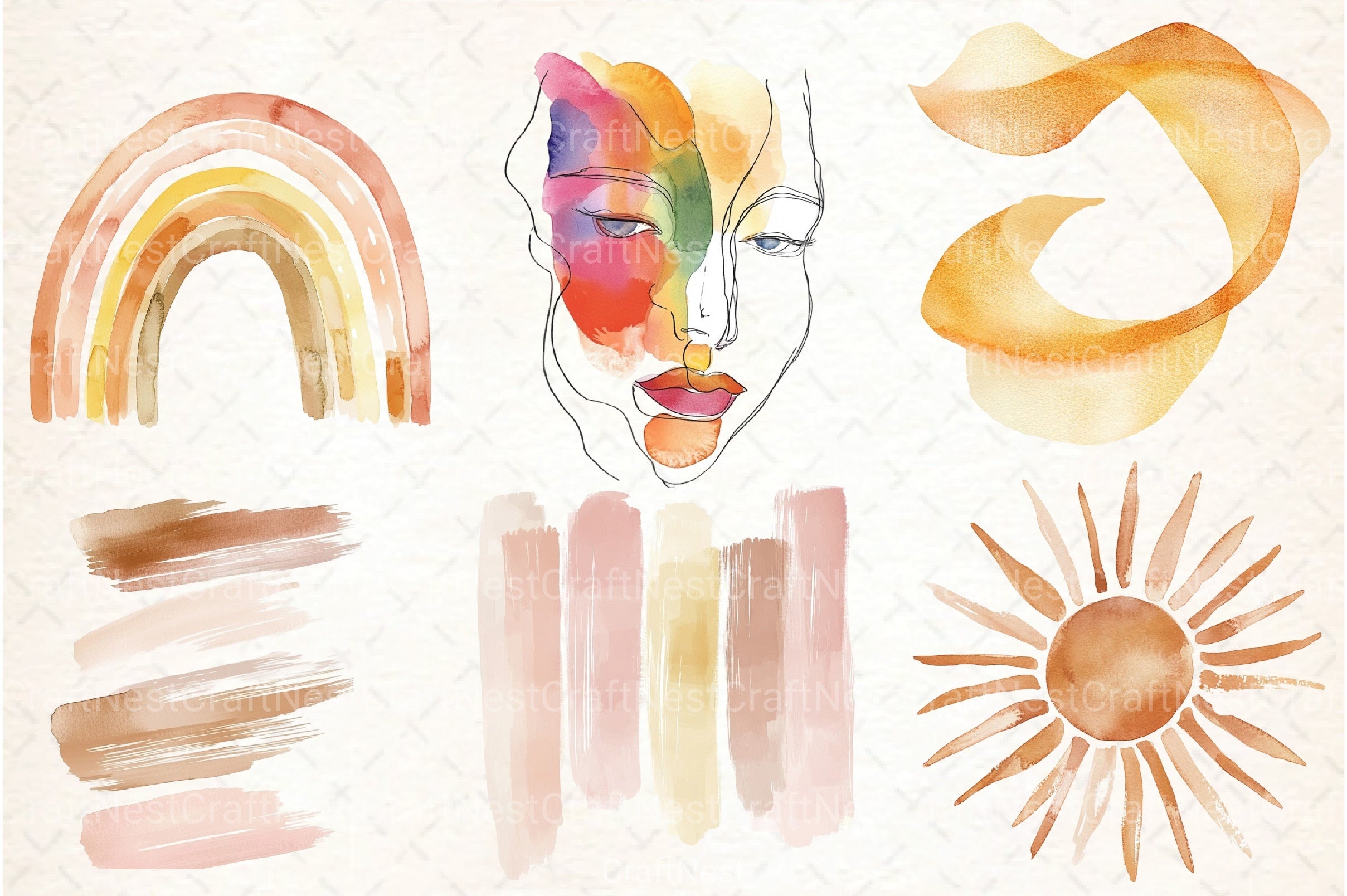 Boho Abstract Clipart Bundle Set - CraftNest - Digital Crafting and Art