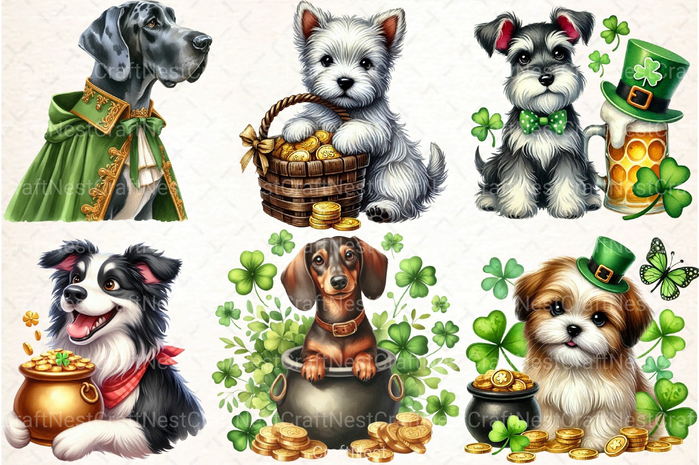 St. Patrick's Day Dog Clipart Bundle 88 - CraftNest - Digital Crafting and Art
