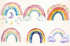 Cute Pastel Boho Rainbow Clipart Bundle - CraftNest - Digital Crafting and Art
