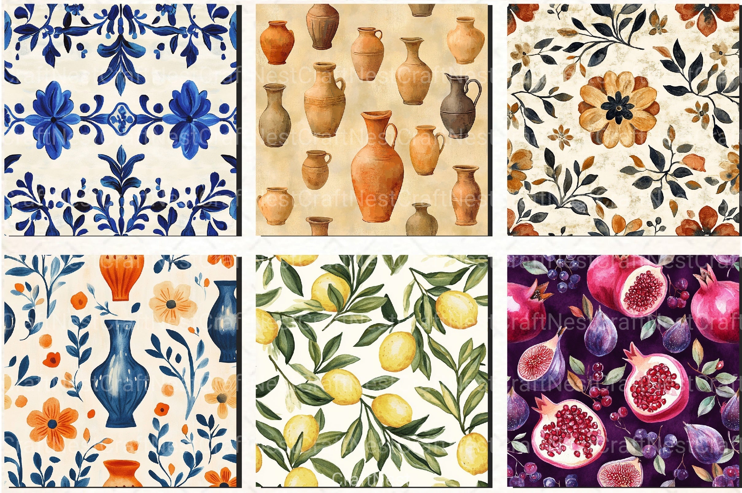 Handmade Mediterranean Patterns Clipart Bundle - CraftNest - Digital Crafting and Art