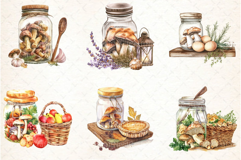 Mushroom Jar Clipart Bundle - CraftNest - Digital Crafting and Art