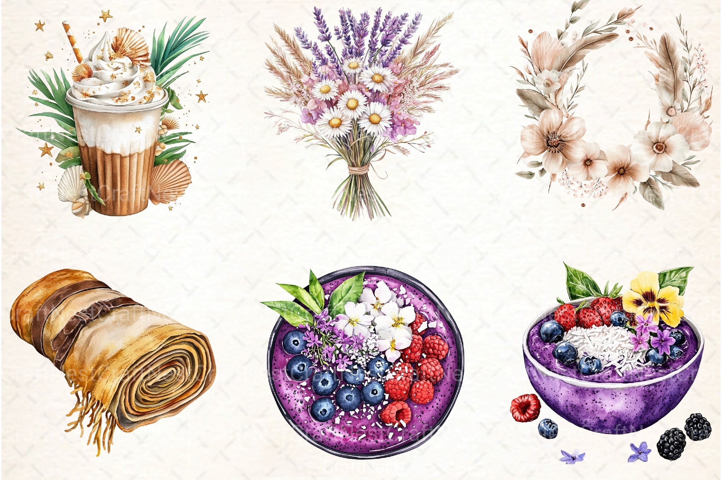 Boho Summer Clipart Bundle 6 - CraftNest - Digital Crafting and Art