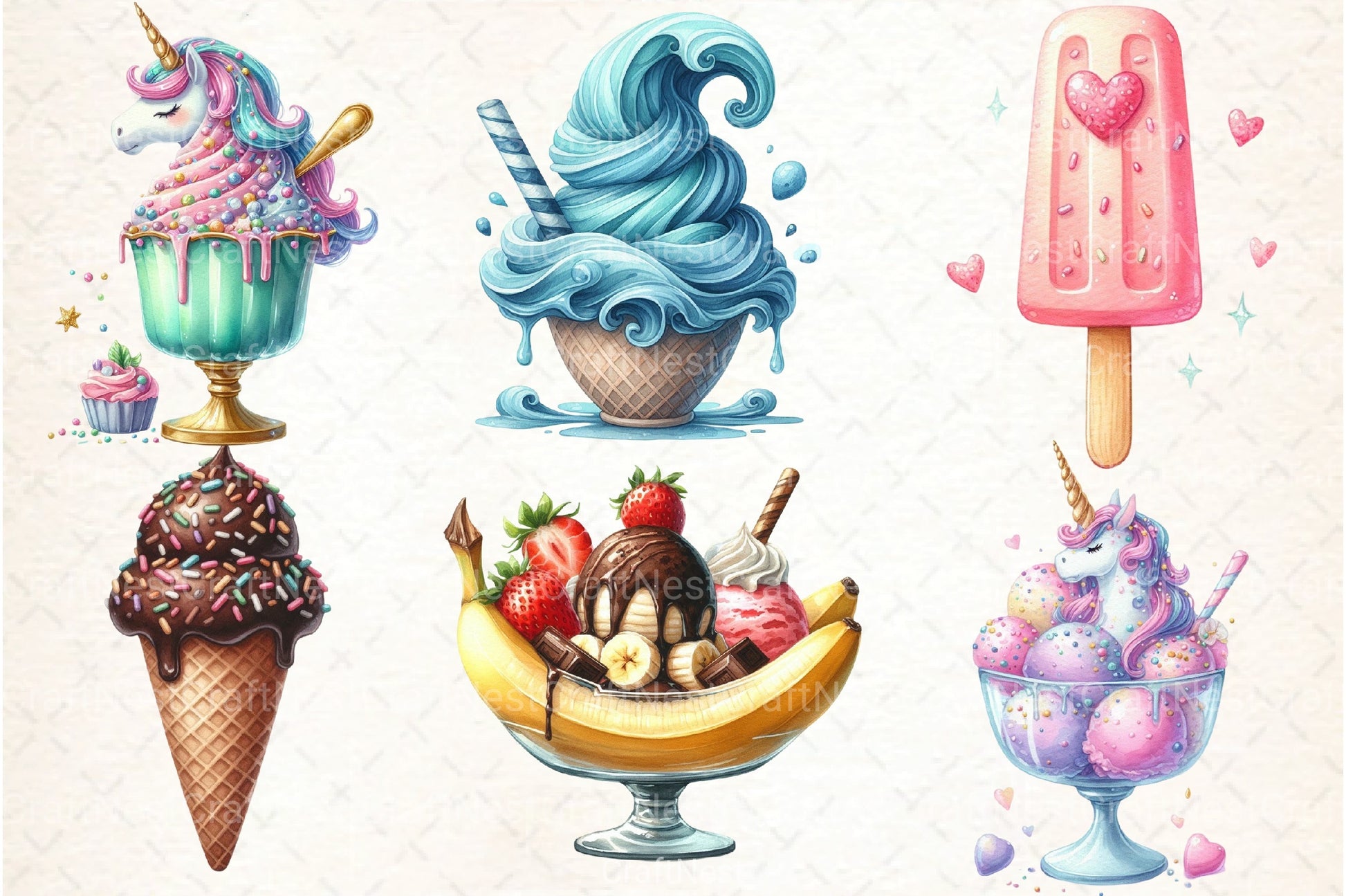 Summer Ice Cream Clipart Bundle 9 - CraftNest - Digital Crafting and Art