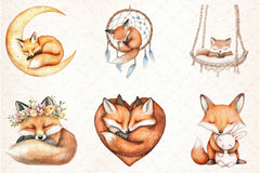 Cute Dreaming Fox Boho Clipart Bundle - CraftNest - Digital Crafting and Art
