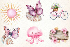 Summer Pink Clipart Bundle - CraftNest - Digital Crafting and Art