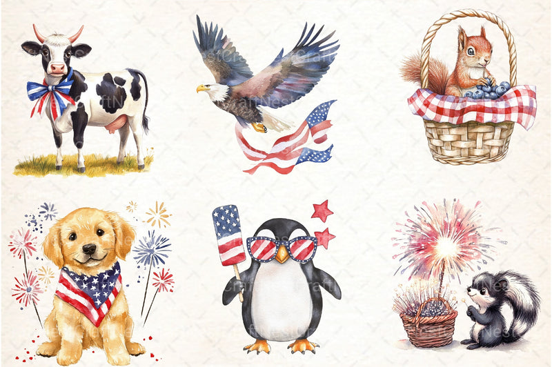 4th of July Animal Clipart Bundle - CraftNest - Digital Crafting and Art