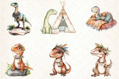 Dinosaurs Boho Clipart Bundle - CraftNest - Digital Crafting and Art