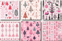 Pink Scandinavian Christmas Patterns Clipart Bundle - CraftNest - Digital Crafting and Art