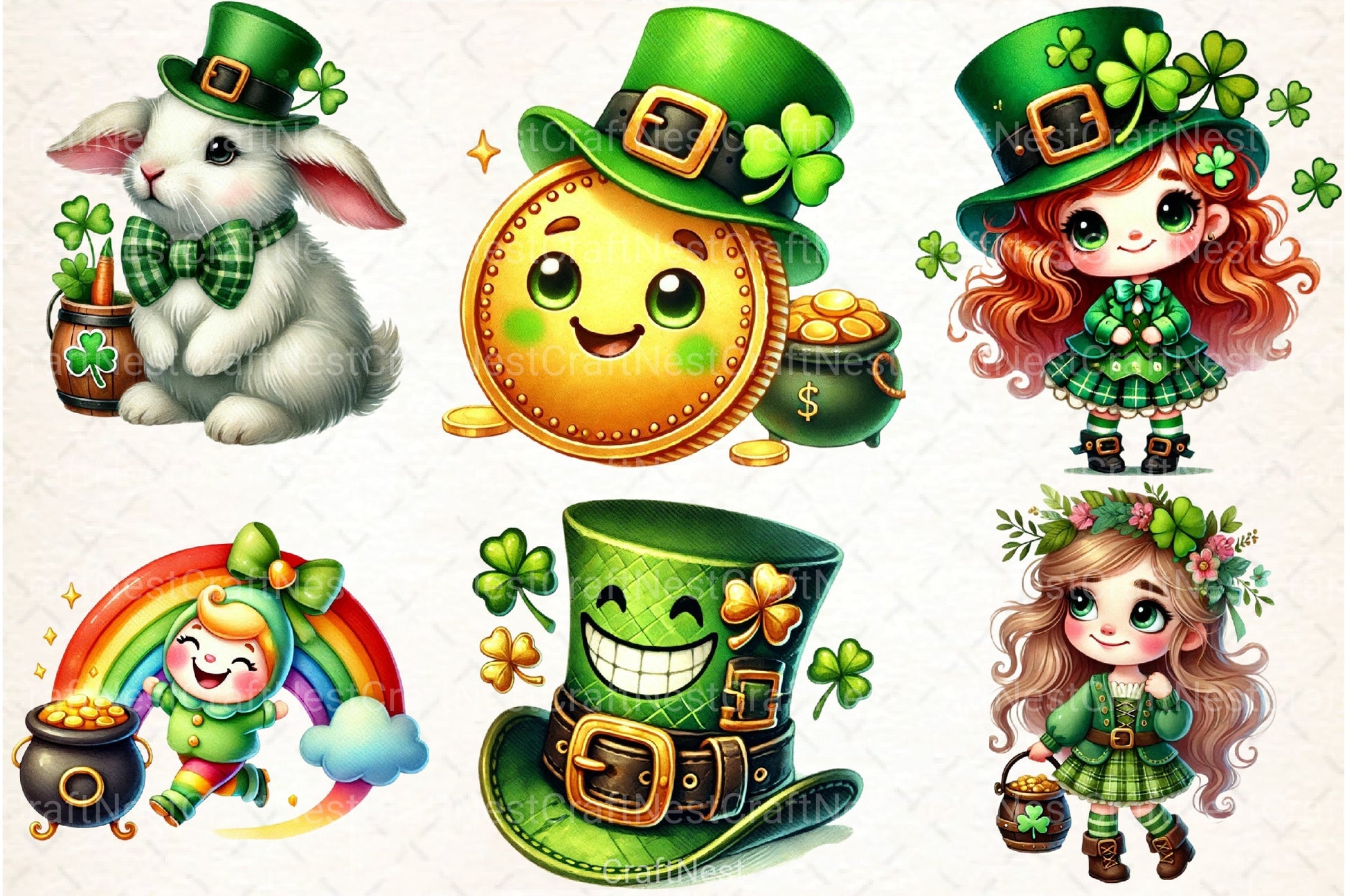 Smiling Cartoon St. Patrick's Day Clipart Bundle - CraftNest - Digital Crafting and Art