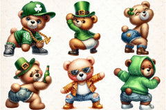 St. Patrick's Day Twerking Teddy Bear Clipart Bundle - CraftNest - Digital Crafting and Art